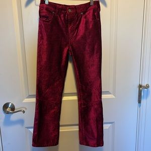 Free people fuchsia cropped velvet pants size 26